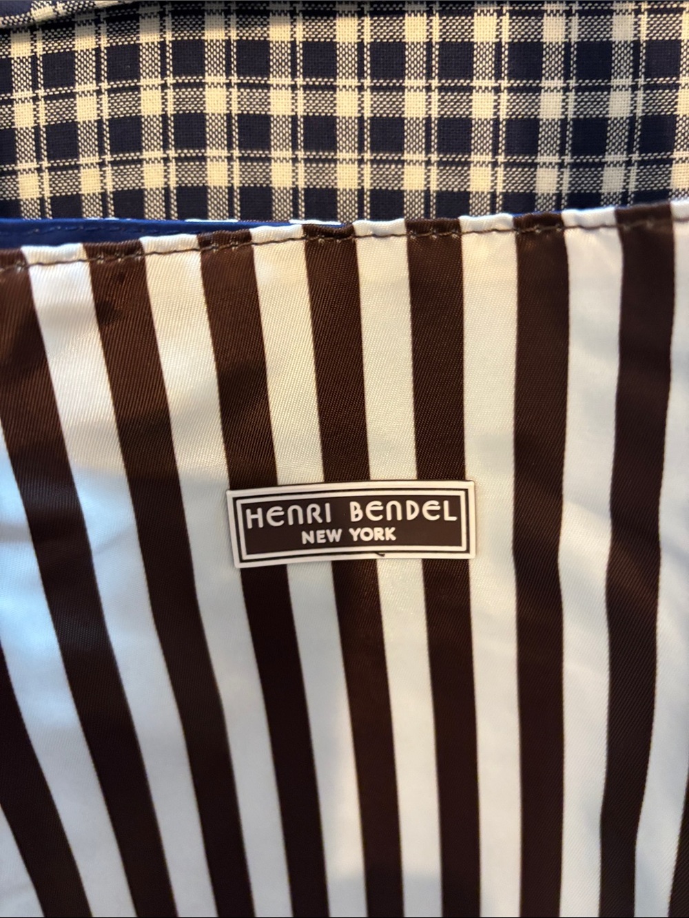 henri bendel Brown and White Vertical Striped packable tote - Picture 7 of 10